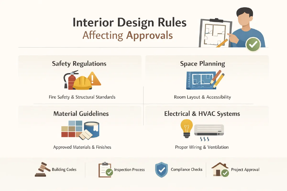 Interior Design Rules That Affect Approvals: Fire, Accessibility, and Authority Limits